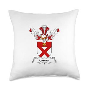 family crest and coat of arms clothes and gifts cowan coat of arms-family crest throw pillow, 18x18, multicolor