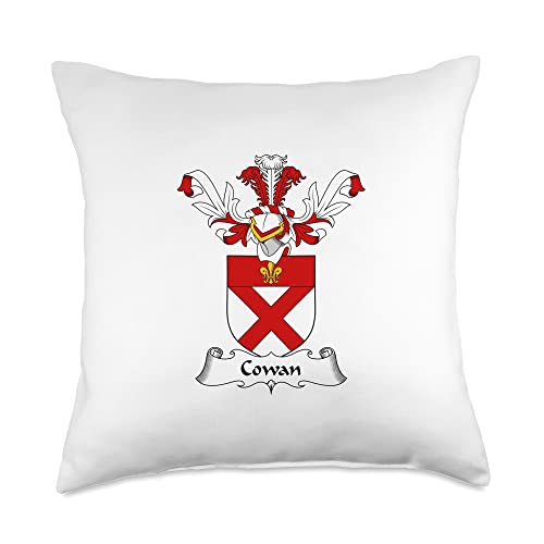 Family Crest and Coat of Arms clothes and gifts Cowan Coat of Arms-Family Crest Throw Pillow, 18x18, Multicolor