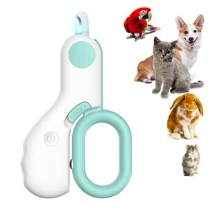 nail clipper for cats dogs, cat nail clipper dog nail clipper nail trimmer tool with light to avoid nail hurtings, perfect for small animals such as cats, dog, bird, rabbits (green)
