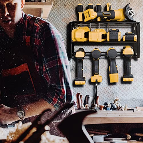 BECARSIR Garage Organizer Wall Mount, Power Tool Organizer Heavy Duty Drill Holder Wall Mount Floating Tool Rack 3 Layers Organization Perfect for Garage & Home, Workshop and Shed