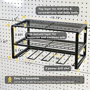 BECARSIR Garage Organizer Wall Mount, Power Tool Organizer Heavy Duty Drill Holder Wall Mount Floating Tool Rack 3 Layers Organization Perfect for Garage & Home, Workshop and Shed