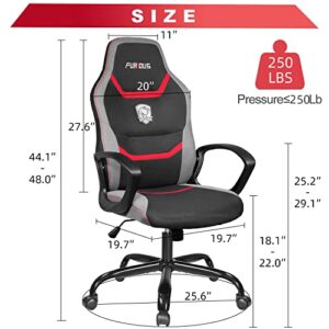 Toszn Office Chairs, Gaming Chair Swivel Ergonomic Computer Desk Chair with Mesh Padded Seat Adjustable Video Gamer Chairs for Teens, Back Support and Nylon Armrest Red