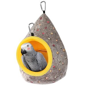 winter warm bird nest, plush bird bed for cage with fixable opening to keep shape, parrot hammock snuggle house, gift for macaws african grey amazon parrot cockatiel