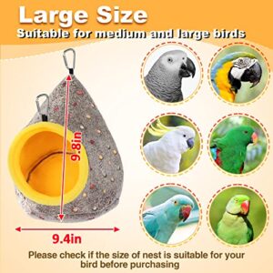 Winter Warm Bird Nest, Plush Bird Bed for Cage with Fixable Opening to Keep Shape, Parrot Hammock Snuggle House, Gift for Macaws African Grey Amazon Parrot Cockatiel