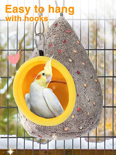 Winter Warm Bird Nest, Plush Bird Bed for Cage with Fixable Opening to Keep Shape, Parrot Hammock Snuggle House, Gift for Macaws African Grey Amazon Parrot Cockatiel