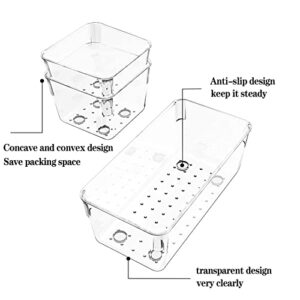 Maxrich 10 Pcs Clear Plastic Drawer Organizer Set,Bathroom Drawer Organizers,Desk Drawer Organizer Set for Makeup, Jewelries, Kitchen Utensils and Office
