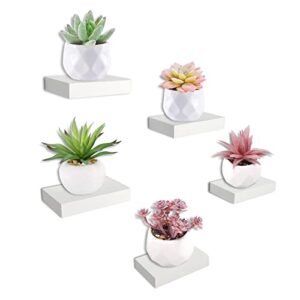 hao small floating shelf 6 inch wall mounted mini hanging display shelves for living room bedroom bathroom set of 5 white