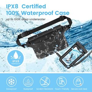 VEGO [2 Pack] Waterproof Pouch with Adjustable Waist Strap, Universal Floating Waterproof Phone Pouch for iPhone 13 12 11 Pro XR Xs 8 7 Galaxy S22 S21 S10 Note 10 up to 7" - Black+Black