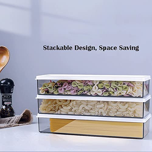 WINIAER Pasta Containers for Pantry 2Pcs, Spaghetti Storage Conainer with Lids, Noodle Organizer with Measuring Hole Storage for Pasta, Flour, Sugar and Noodles