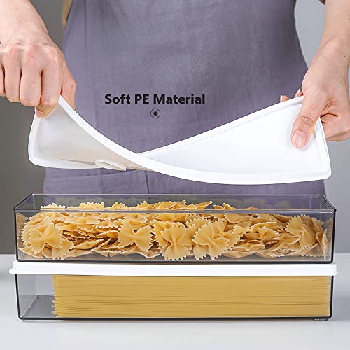 WINIAER Pasta Containers for Pantry 2Pcs, Spaghetti Storage Conainer with Lids, Noodle Organizer with Measuring Hole Storage for Pasta, Flour, Sugar and Noodles