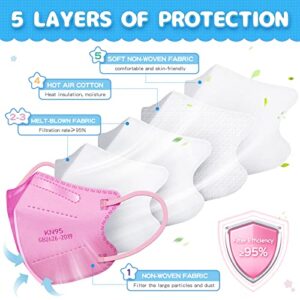 FENFEN Kids KN95 Face Mask Disposable - Children KN95 Masks Small Size 5 Layer Protection Breathable Dust with Elastic Earloops Girls Boys 10 Colors 50 Pack Individually Wrapped Mascarillas