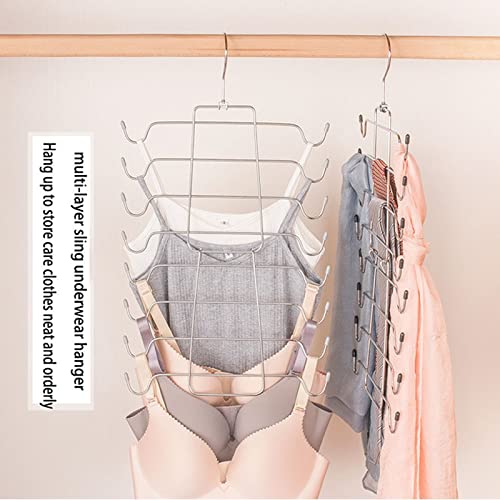 NW Multifunctional Sling Underwear Rack Stainless Steel Storage Rack Multi-Layer Clothes Rack Protection from Deformation (Color : Beige)