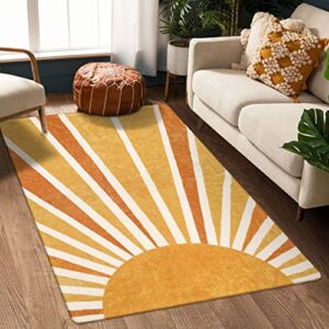 lahome boho sun print area rug - 3x5 small washable rug modern abstract non-slip accent distressed throw rugs floor carpet for bedrooms living laundry room entryway rug (3'x5', rainbow sun)
