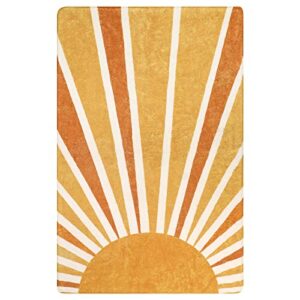 Lahome Boho Sun Print Area Rug - 3x5 Small Washable Rug Modern Abstract Non-Slip Accent Distressed Throw Rugs Floor Carpet for Bedrooms Living Laundry Room entryway Rug (3'x5', Rainbow Sun)