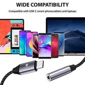 Stouchi USB C to 3.5mm Female Adapter, Type C Headphone Audio Jack Cable Cord Hi-Fi Dongle for iPhone 15, Pixel 8 7 6a, Samsung Galaxy S22 S21 Ultra Z Flip Note20,2022 iPad Pro -Grey