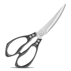 diesisa kitchen scissors, stainless steel dishwasher safe heavy duty kitchen scissors for all purpose, kitchen shears for poultry/chicken/rib/meat/bbq/barbecue - black