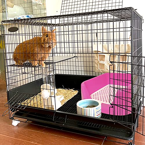 kathson Large Rabbit Litter Box Pet Cage Potty Corner Toilet Trainer Pan with Grate for Bunny Guinea Pig Chinchilla Ferret Puppy Small Animal (Pink)