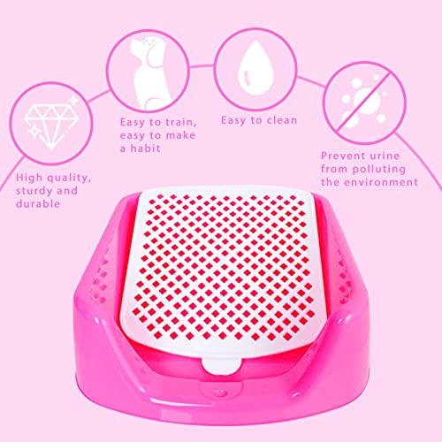 kathson Large Rabbit Litter Box Pet Cage Potty Corner Toilet Trainer Pan with Grate for Bunny Guinea Pig Chinchilla Ferret Puppy Small Animal (Pink)