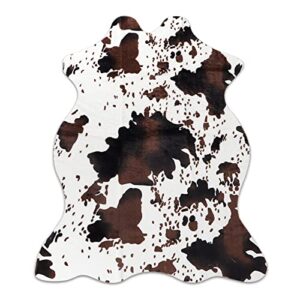 sgizoku cow print rug faux cowhide rug cute area rug fun western room decor cow rugs for living room bedroom non-slip (43 inches x 29 inches)