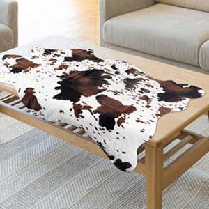 Sgizoku Cow Print Rug Faux Cowhide Rug Cute Area Rug Fun Western Room Decor Cow Rugs for Living Room Bedroom Non-Slip (43 inches x 29 inches)