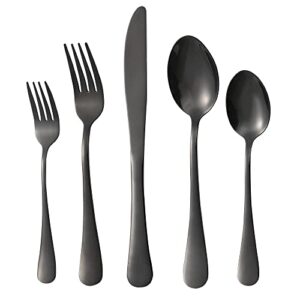 xingjiake black silverware set 40 piece, flatware cutlery set for 8, stainless steel forks and spoons silverware set, kitchen utensils set, dishwasher safe