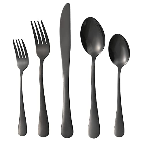 Xingjiake Black Silverware Set 40 Piece, Flatware Cutlery Set For 8, Stainless Steel Forks And Spoons Silverware Set, Kitchen Utensils Set, Dishwasher Safe