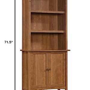 Sauder Union Plain Bookcase with Door/Book Shelf, Prairie Cherry Finish