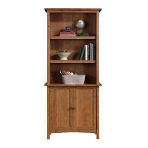 Sauder Union Plain Bookcase with Door/Book Shelf, Prairie Cherry Finish