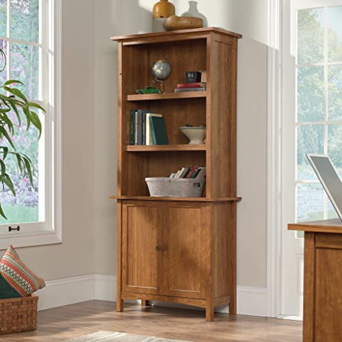 Sauder Union Plain Bookcase with Door/Book Shelf, Prairie Cherry Finish