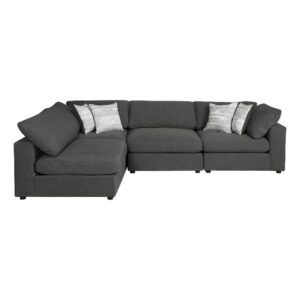 coaster serene 4-piece modern fabric upholstered sectional in charcoal