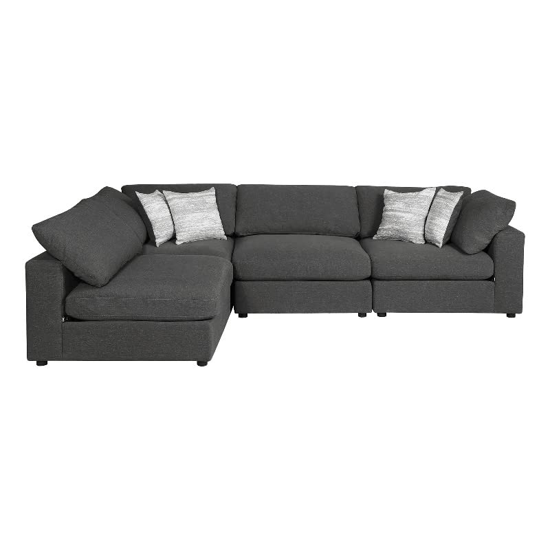 Coaster Serene 4-Piece Modern Fabric Upholstered Sectional in Charcoal