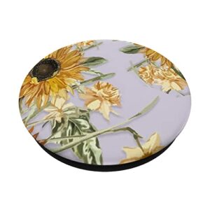 Sunflowers and Yellow Floral Pattern Phone Popper PopSockets Swappable PopGrip