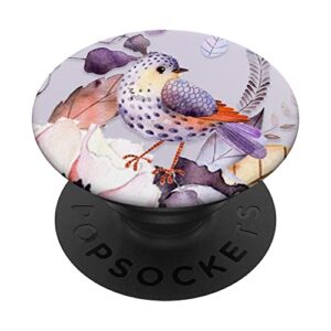 sparrow in blooming flowers floral pattern phone popper popsockets swappable popgrip