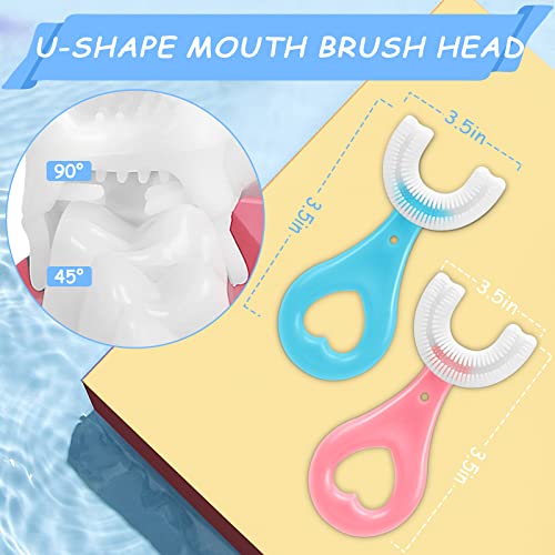 ANOOVV U Shaped Kids Toothbrushes Soft Silicone Brush Head Whole Mouth Toothbrush with Handle 360 ° Oral Teeth Cleaning Design for Toddler Age 2-6, 4 Pack