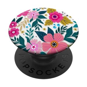colorful blooming floral pattern phone popper popsockets standard popgrip