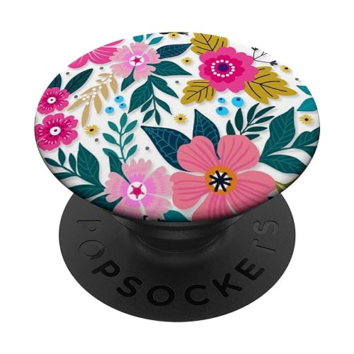 Colorful Blooming Floral Pattern Phone Popper PopSockets Standard PopGrip