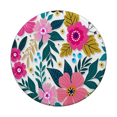 Colorful Blooming Floral Pattern Phone Popper PopSockets Standard PopGrip