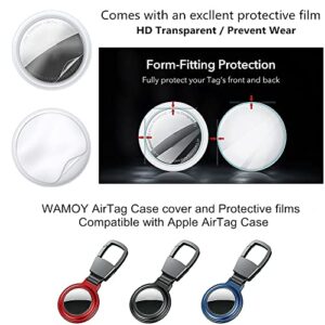 WAMOY AirTag case Cover Compatible with Apple AirTag, Metal Keychain case with Protective Film for AirTag case (Red)