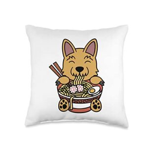 funny yorkie gifts ramen noodles yorkshire terrier dog throw pillow, 16x16, multicolor