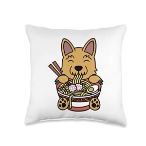 Funny Yorkie Gifts Ramen Noodles Yorkshire Terrier Dog Throw Pillow, 16x16, Multicolor