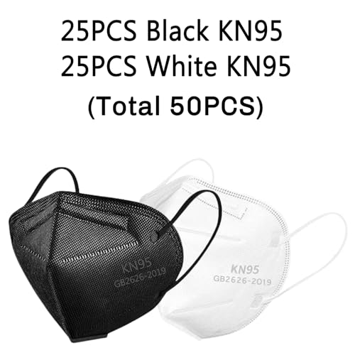 YUAKOU KN95 Face Masks, 50pcs Disposable Masks, Breathable Comfortable Individually Wrapped 5-Ply KN95 Mask White