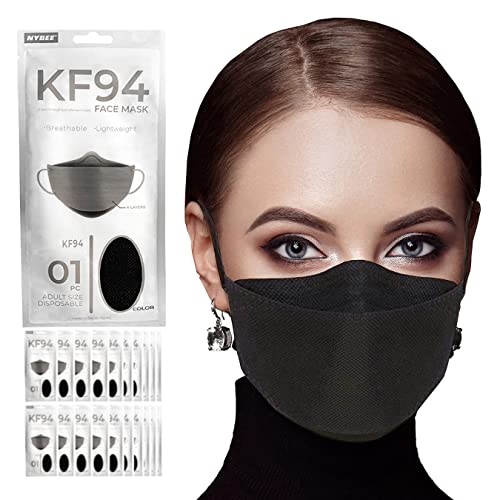 NYBEE (Pack of 20 Black) KF94 Face Masks Made in Korea, Disposable, kf94 black for adult, lightweight, 4layer, premium