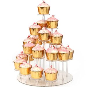 acrylic cupcake stand for 24 cupcakes holder, dessert stand premium cupcake display stand cupcake tower pastry serving display for party wedding birthday