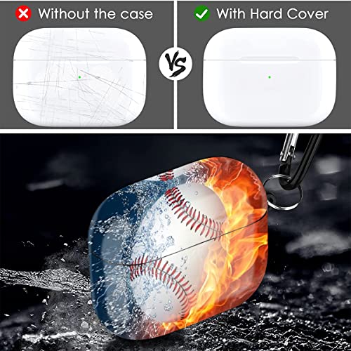 pzicase AirPods 3 Case 2021, AirPods 3rd Third Generation 2021 Protective Cover ，Premium TPU Shockproof Protective Cover for AirPods 3rd with Keychain （Baseball Fire）