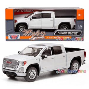 2019 gmc sierra 1500 slt crew cab 4x4 pickup truck with sunroof white timeless legends series 1/24-1/27 diecast model car by motormax"""