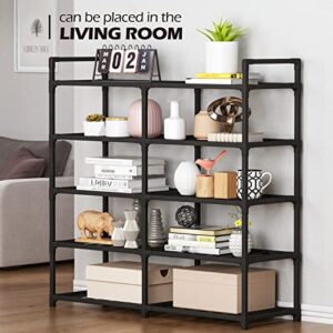 Bambooster 5 Tier Shoe Rack for Closet Free Standing Shoe Organizer Stackable Storage for Entryway Black