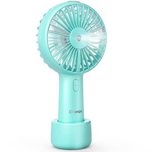 Otlonpe Misting Fan Portable, Desk Handheld Fan 3 Speeds Small Mister Rechargeable Fan with 2500mAh Battery, Water Spray Travel Personal Fan for Kids Women Men Home Office Outdoor (Green)