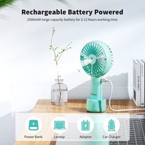 Otlonpe Misting Fan Portable, Desk Handheld Fan 3 Speeds Small Mister Rechargeable Fan with 2500mAh Battery, Water Spray Travel Personal Fan for Kids Women Men Home Office Outdoor (Green)