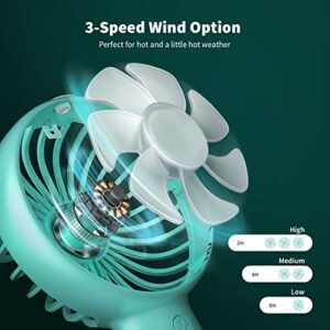 Otlonpe Misting Fan Portable, Desk Handheld Fan 3 Speeds Small Mister Rechargeable Fan with 2500mAh Battery, Water Spray Travel Personal Fan for Kids Women Men Home Office Outdoor (Green)