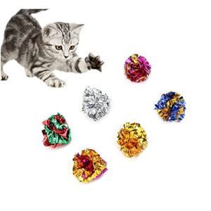 12 pack crinkle balls cat toys, mylar crinkle balls for indoor cats, lightweight shiny crinkle paper ball for kitten (random color)